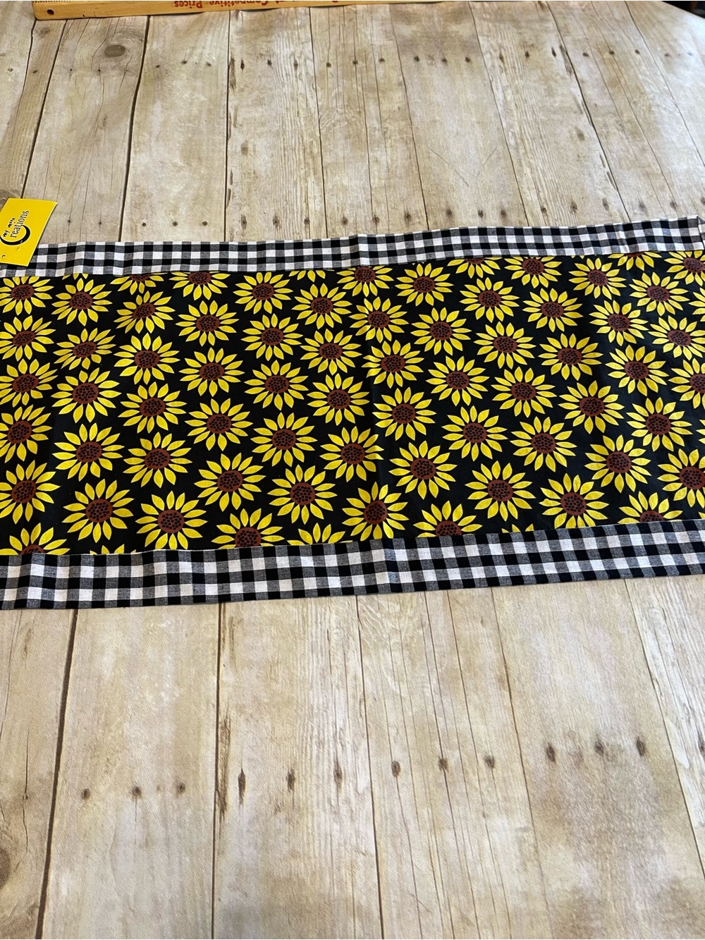 NEW Table Runner Sunflowers & Black Checkered Farmhouse  Decor Cotton Two Sides - Picture 5 of 10